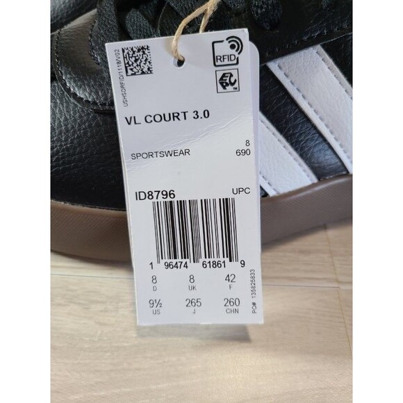 Adidas VL Court 3.0 Women’s Size 9.5 – Black White ID8796 Casual Sneakers - Picture 4 of 8